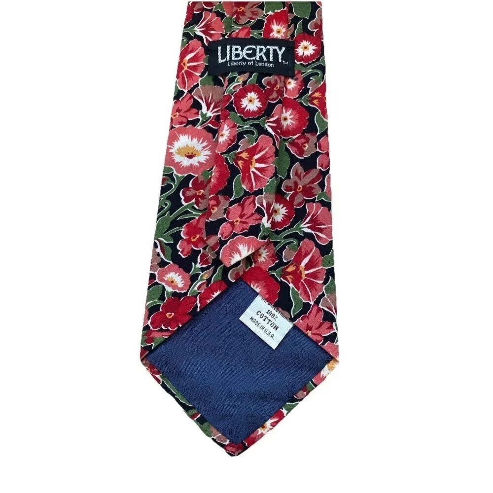 Liberty Of London Tie Mens OS Multicolor Floral Preppy Colorful Red Pink Cotton